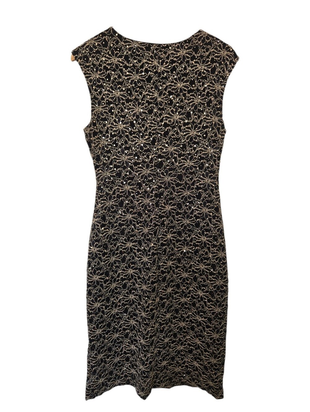 Connected Apparel Black & Gold Beaded Cocktail Dress | Size 12 - Picture 6 of 8